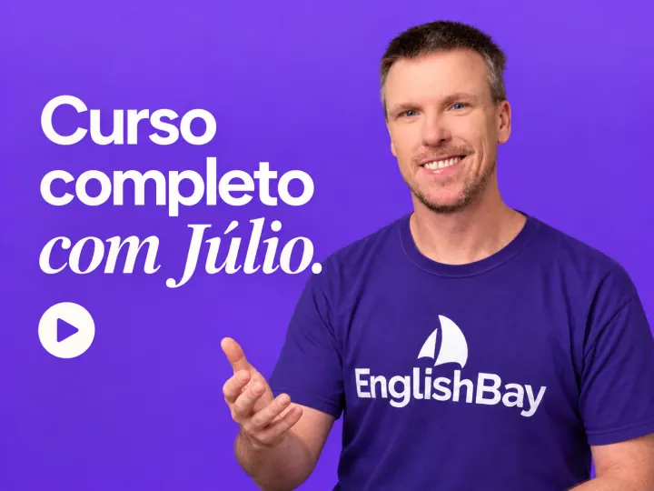 Ilustração do curso de inglês com o professor Júlio.
